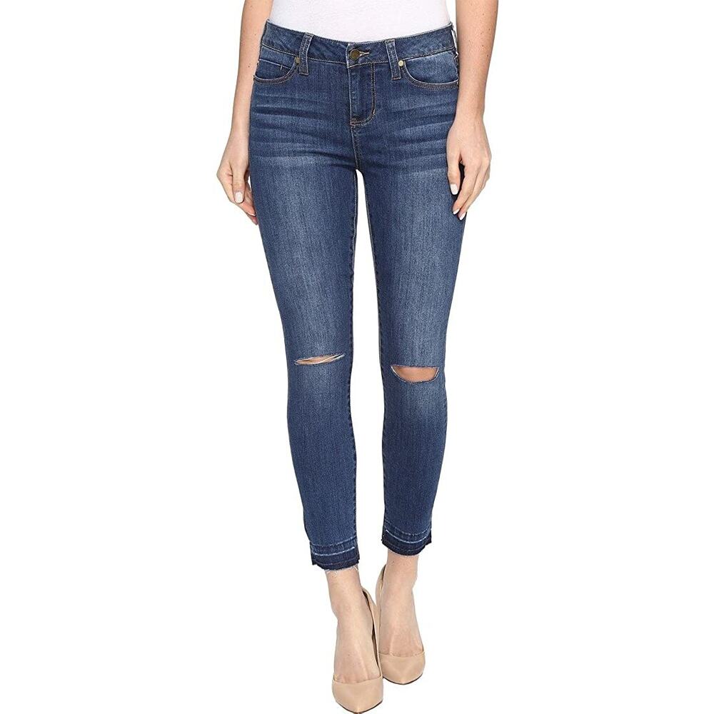 Liverpool The Crop Mid Dest Mid-Rise Raw Hem Stretch Skinny Denim Jeans Size 4